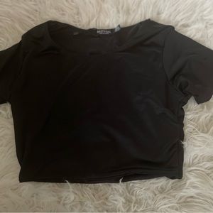 Black cropped short sleeve top